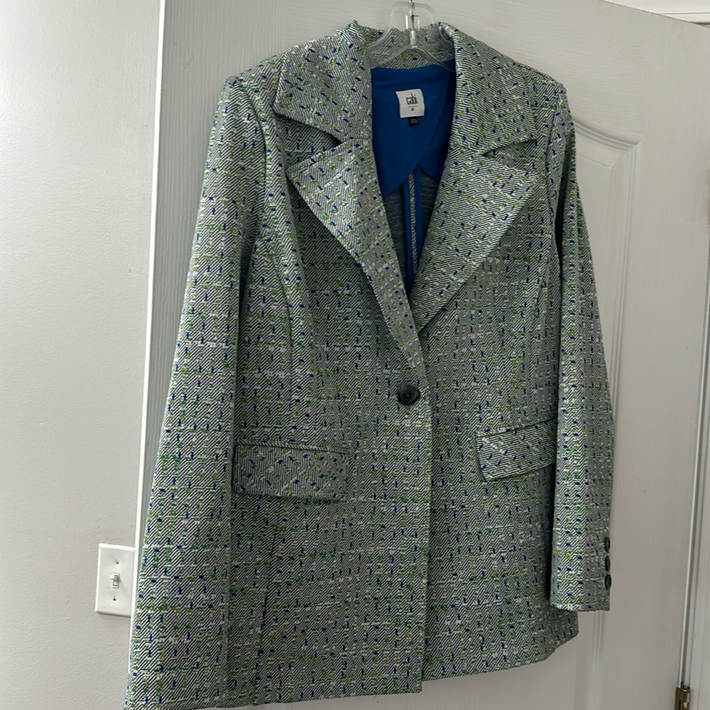 Cabi Spring 2023 blue and green print jacket size medium